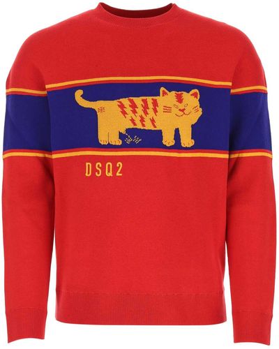 DSquared² Cotton Oversize Jumper - Red