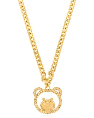 Moschino Necklace With Teddy Bear Pendant, - Metallic