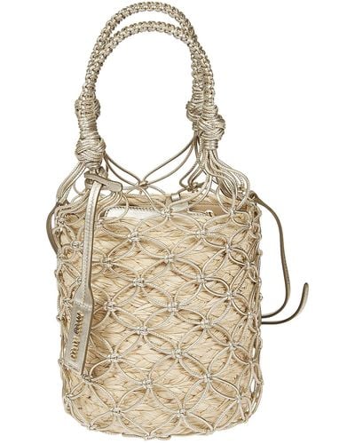 Miu Miu Woven Bucket Bag - Natural