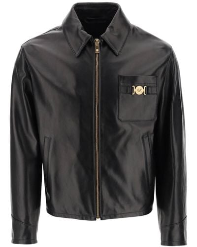 Versace Leather Blouse Jacket - Black