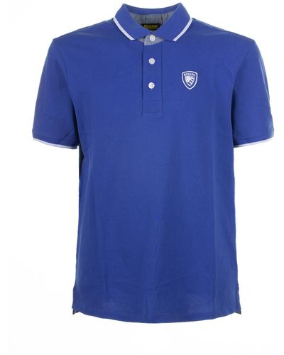 Blauer Short-Sleeved Polo Shirt With Inserts - Blue