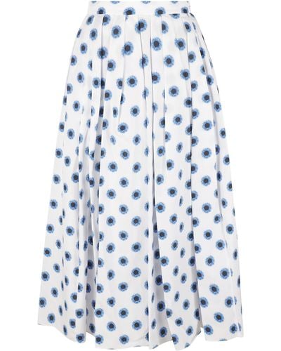 Alexander McQueen Floral Print Pleated Flare Skirt - Blue