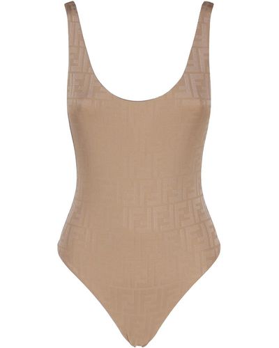 Fendi One-piece Swimsuit With Ff Motif - White