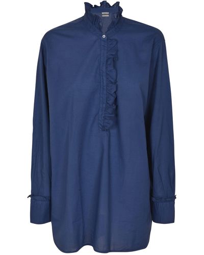 Massimo Alba Ruffled Shirt - Blue