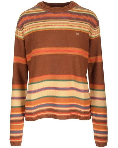 Acne Studios Striped Crewneck Sweater - Orange