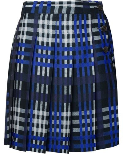 MSGM Two-Tone Polyester Skirt - Blue