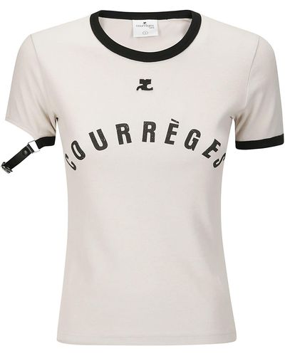 Courreges Buckle Contrast Printed T-Shirt - White