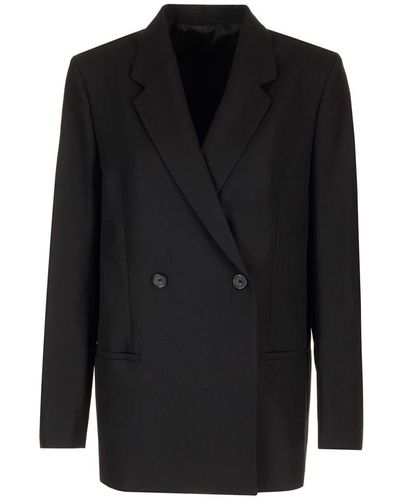 Totême Pocketed Double-Breasted Blazer - Black
