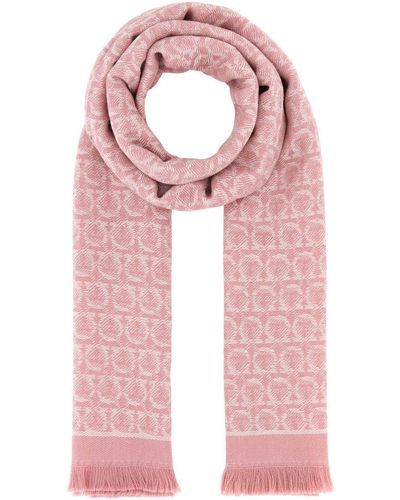 Ferragamo Embroidered Wool Scarf - Pink