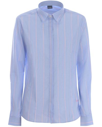 Fay Shirt Made Of Poplin - Blue
