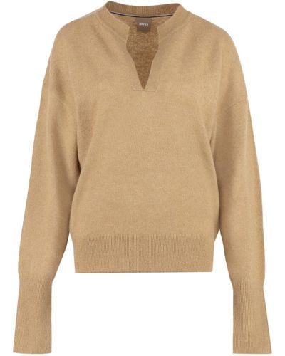 BOSS Alpaca Blend Sweater - Natural