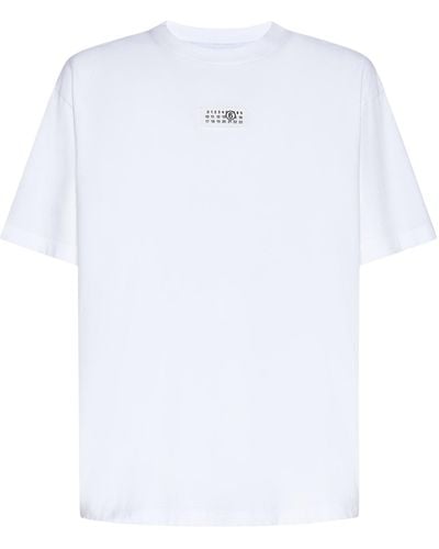 MM6 by Maison Martin Margiela T Shirt With Numeric Logo Label - White