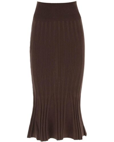 Paloma Wool Mauri Midi Skirt In Ribbed Knit - Brown