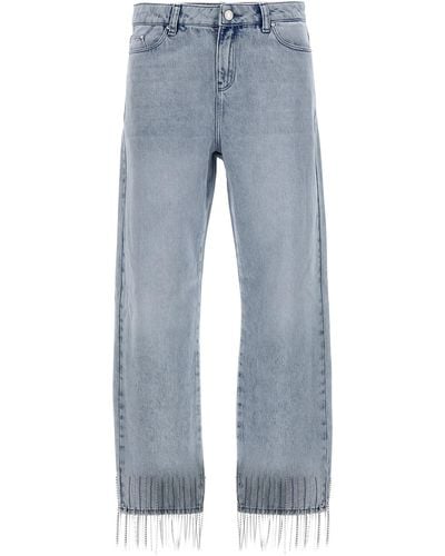 Karl Lagerfeld Rhinestone Fringed Jeans Blue