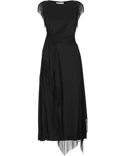 Lanvin Long Dress With Fringes - Black