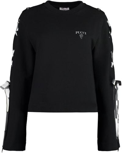 Emilio Pucci Logo Detail Cotton Sweatshirt - Black
