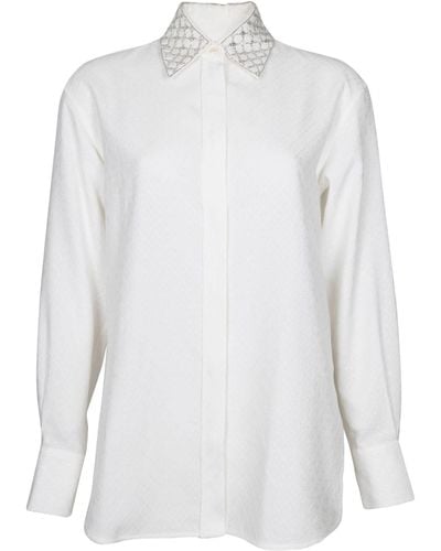 Golden Goose Viscose Shirt With Applied Stones - White