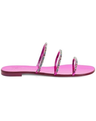 Giuseppe Zanotti Synthetic Fabric Flat Sandals - Pink