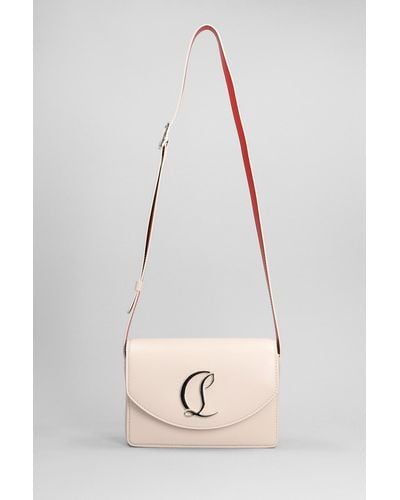 Christian Louboutin Loubi54 Shoulder Bag In Rose-pink Leather - White