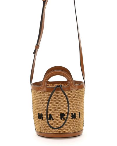 Marni Raffia Tropicalia Bucket Bag - White