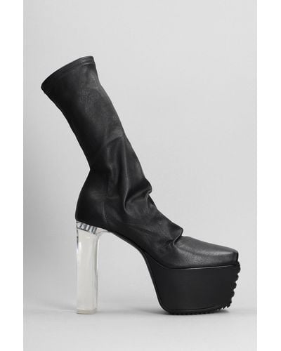 Rick Owens Minimal Gril Stretch High Heels Ankle Boots - Black
