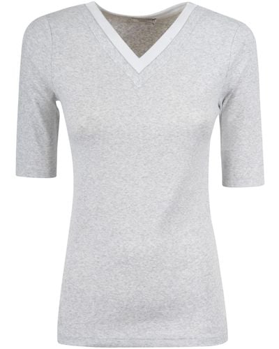 Peserico V-Neck Fitted T-Shirt - Grey