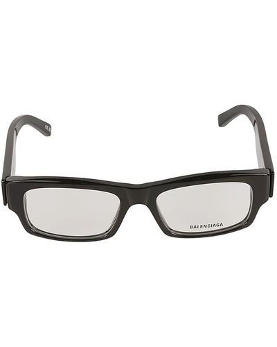 Balenciaga Logo Sided Rectangular Frame Glasses - Brown