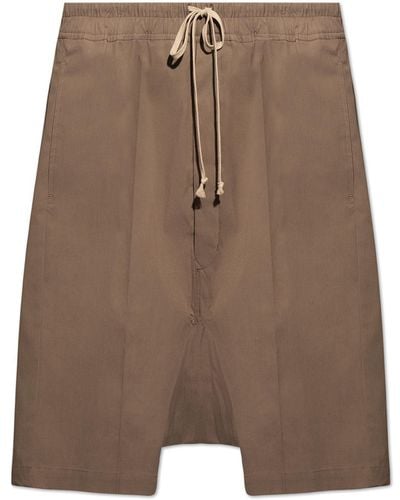Rick Owens Ricks Pods Leather Shorts - Brown