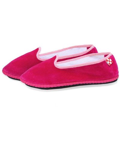 Mc2 Saint Barth Fucsia Velvet Slippers Friulane - Pink
