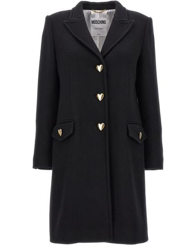 Moschino Heart Button Coat Coats, Trench Coats - Black
