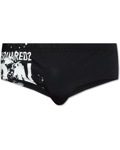 DSquared² Swimming Briefs With Logo - Black