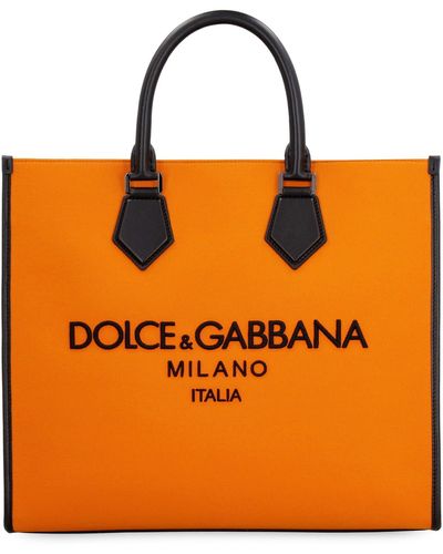 Dolce & Gabbana Edge Canvas Tote Bag - Orange