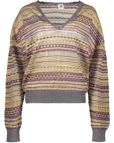 M Missoni Sweater With V-Neck - Yellow