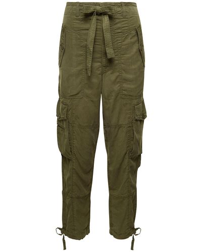 Polo Ralph Lauren Cargo Tapered Trousers With Drawstring In Lyocell Blend - Green