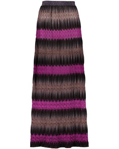 M Missoni Openwork-Knit Skirt - Purple