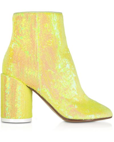 MM6 by Maison Martin Margiela Blazing Sequins And Suede Boots - Yellow