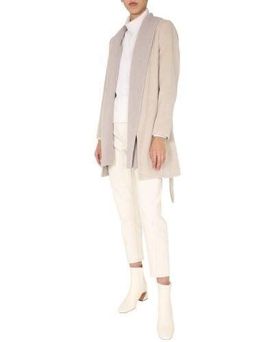 Fabiana Filippi Alpaca Knit Shawl Collar Coat With Belt - White