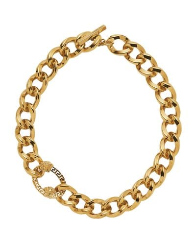 Versace Chain Necklace With Greca - Metallic