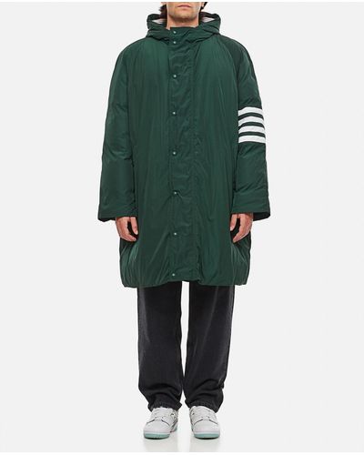 Thom Browne 4 Bar Football Sideline Parka In Poly Twill - Green