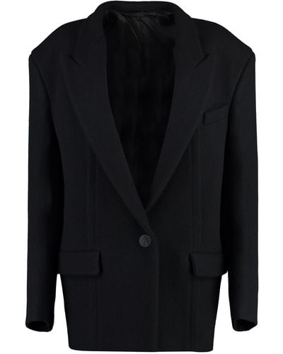 The Attico Glen Short Wool Coat - Black