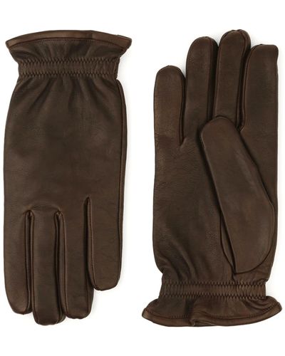 Orciani Nappa Washed Leather Gloves - Brown
