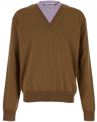 Jil Sander And Lillac Double-Neck Jumper - Brown