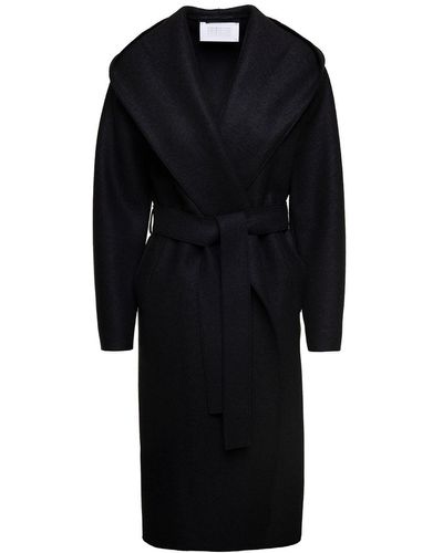 Harris Wharf London Hooeded Coat - Black