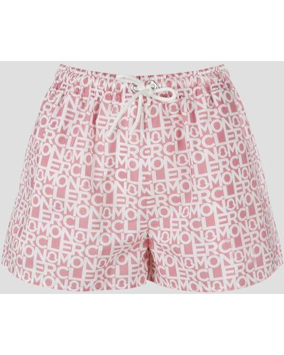 Moncler Lettering Nylon Shorts - Pink