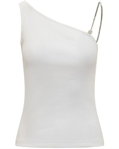 Givenchy Asymmetrical Cotton Top With Chain - White