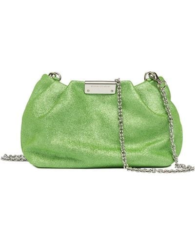 Gianni Chiarini Glitter Pearl Clutch Bag With Curled Effect - Green