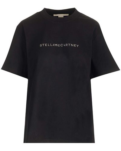 Stella McCartney Logo Printed Crewneck T-Shirt - Black