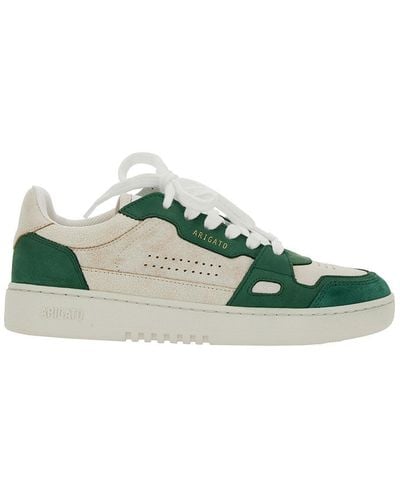 Axel Arigato 'dice Low' Green And White Low Top Sneakers With Embossed Logo And Vintage Effect In Leather Woman