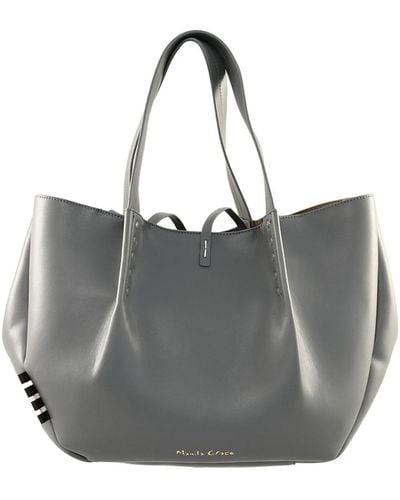 Manila Grace Leather Handbag - Grey