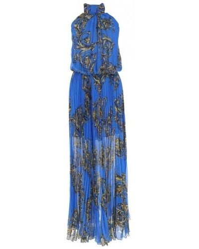 Versace Patterned Pleated Dress - Blue